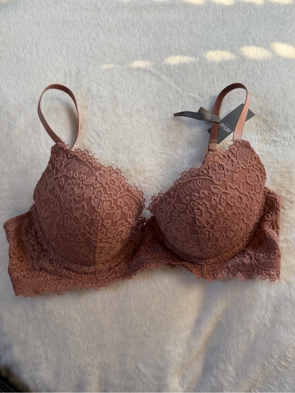 Lace Push-Up Bra - Rose Brown - Aerie plunge 36B - NWT